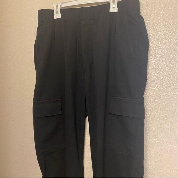 Gap black pull on Twill Cargo Pants mid rise cotton lyocell tincel trousers M - Picture 6 of 14